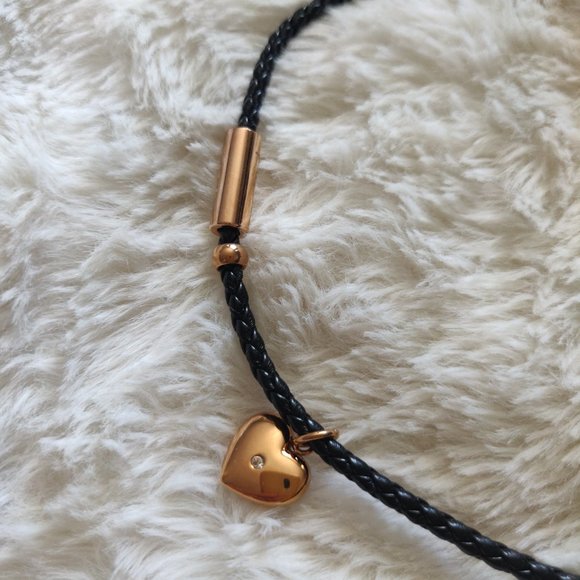 Folli Follie Rose Gold Plated Heart4Heart Sweetheart Black Bracelet - Picture 6 of 11